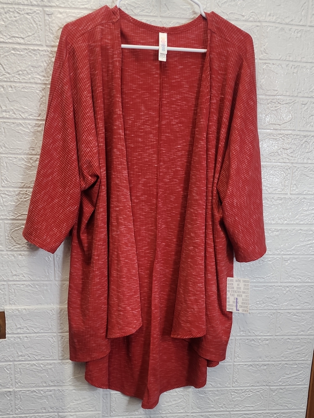 LuLaRoe Brick Red Open-Front Drape Cardigan